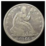 1854 SEATED LIBERTY HALF DOLLAR FINE