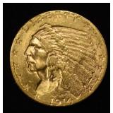 1914-D $2.50 GOLD INDIAN AU