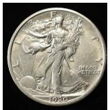 1920-D WALKING LIBERTY HALF DOLLAR CH AU