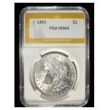1891 MORGAN DOLLAR PGA CH/GEM BU