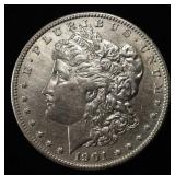 1901-S MORGAN DOLLAR AU CLEANED