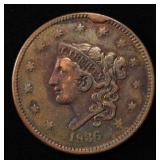 1836 CORONET HEAD LARGE CENT XF