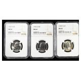 (3) NGC GRADED WASHINGTON QUARTERS