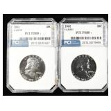 (2) 1962 FRANKLIN HALVES PCI SUPERB GEM+ PROOF CAM