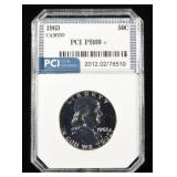 1963 FRANKLIN HALF PCI SUPERB GEM+ PROOF CAMEO