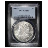 1883-O MORGAN DOLLAR PCGS MS62