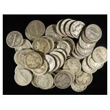 (50) 90% SILVER MERCURY DIMES