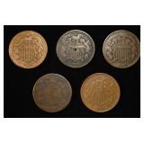 (5) 2-CENT PIECES