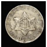 1852 3-CENT SILVER F/VF