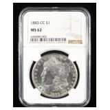 1883-CC MORGAN DOLLAR NGC MS 62
