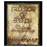 FREEDOM OF SPEECH 1000 GRAINS .999 SILVER BAR