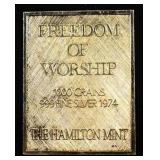 FREEDOM OF WORSHIP 1000 GRAINS .999 SILVER BAR