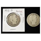 1907-D & 1912-D BARBER HALF DOLLARS