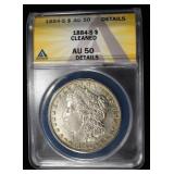 1884-S MORGAN DOLLAR ANACS AU DETAILS