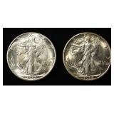 1942 & 1944-D WALKING LIBERTY HALVES CH BU