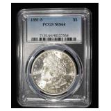 1881-S MORGAN DOLLAR PCGS MS-64