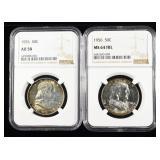 (2) NGC GRADED FRANKLIN HALF DOLLARS