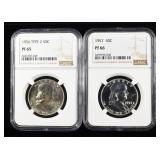 (2) NGC GRADED PROOF FRANKLIN HALF DOLLARS
