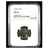 1955-D JEFFERSON NICKEL MS 66
