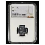 1943-S STEEL LINCOLN CENT NGC MS 66