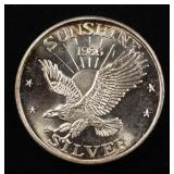 1986 SUNSHINE 1 OZ .999 SILVER ROUND