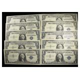 (10) $1 SILVER CERTIFICATES CU