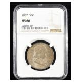1957 FRANKLIN HALF DOLLAR NGC MS 66