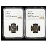 (2) NGC GRADED JEFFERSON NICKELS