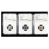 (3) 1955 NGC GRADED ROOSEVELT DIMES