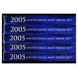 (5) 2005 US MINT PROOF SETS