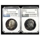 (2)1971-S SILVER EISENHOWER $1 PCI PERFECT GEM PR