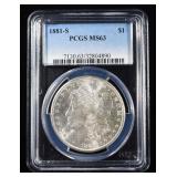 1881-S MORGAN DOLLAR PCGS MS 63