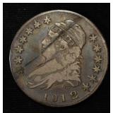 1812/1 CAPPED BUST HALF DOLLAR SMALL 8 FINE