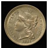 1881 3 CENT NICKEL PIECE CH/GEM BU