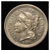 1871 3 CENT NICKEL PIECE CH PROOF