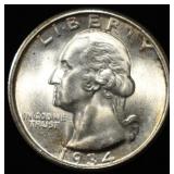 1934 WASHINGTON QUARTER GEM BU