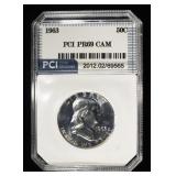 1963 FRANKLIN HALF PCI SUPERB GEM+ PROOF CAM