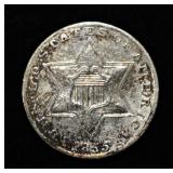 1855 3 CENT PIECE AU