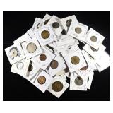 (51) MIXED FOREIGN COINS SOME SILVER