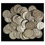 (55) 90% SILVER MERCURY DIMES