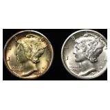 1934 & 1936-D MERCURY DIMES CH BU