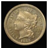 1888 3 CENT NICKEL PIECE GEM PROOF CAMEO