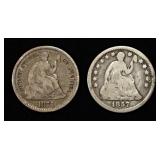 1857 & 1871 SEATED LIBERTY HALF DIMES VG/G