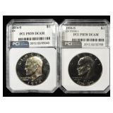 1974-S & 1976-S CN EISENHOWER $1 PCI PERFECT GEM