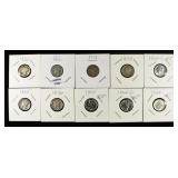 (8) MERCURY & (2) ROOSEVELT BU 90% SILVER DIMES