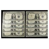 (10) $1 SILVER CERTIFICATES CU