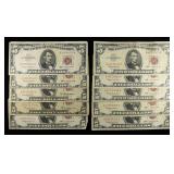 (10) $5 RED SEAL NOTES