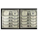 (10) $1 SILVER CERTIFICATES CU