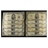 (10) $5 RED SEAL NOTES