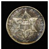 1861 3 CENT PIECE BU REV ROTATED 180 DEGREES